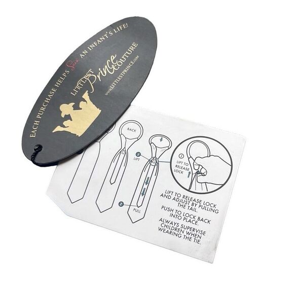 Littlest Prince Baby Boys 9-24M Blue Silver Polka Dot Tie Necktie NEW - Picture 4 of 4